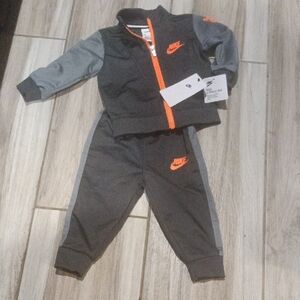 Nike Kids Gray and Orange Tracksuit